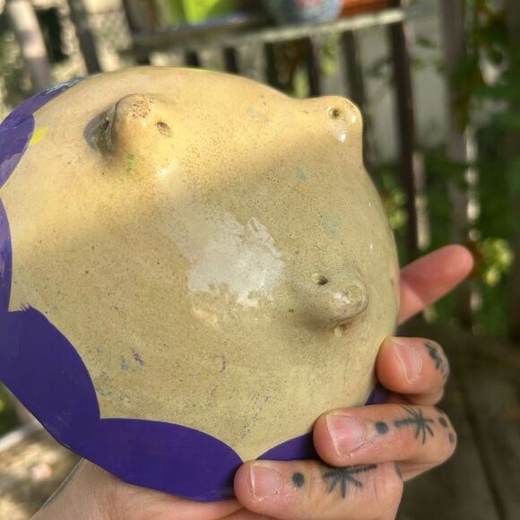 Talavera Mexican Pottery Salsa Bowl Footed Hand Painted Trinket Red Purple Birds - Picture 6 of 16